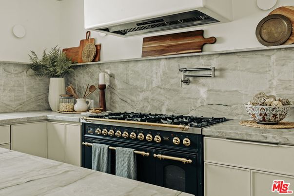 Interior, Kitchen, Marble Walls, Stainless Steel Appliances