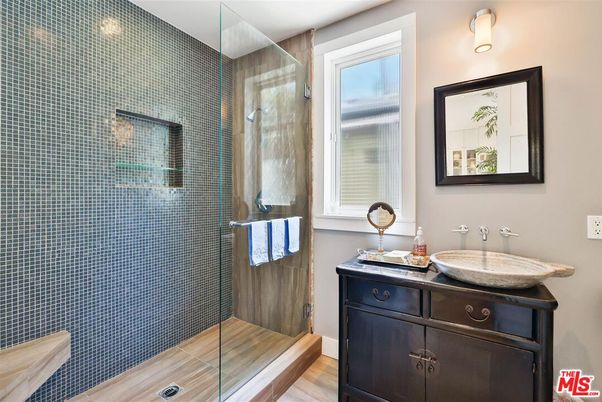 Bathroom, Glass Shower, Interior, Wood Texture Flooring