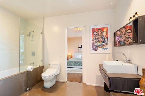 Bathroom, Bedroom, Glass Shower, Interior, Wood Texture Flooring