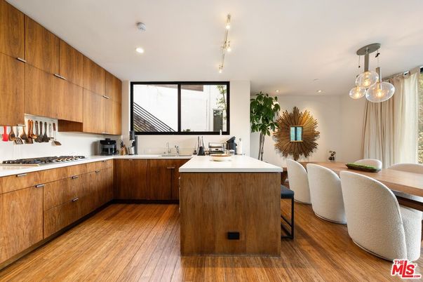 Interior, Kitchen, Pendant Lights, Recessed Lighting, Wood Texture Flooring
