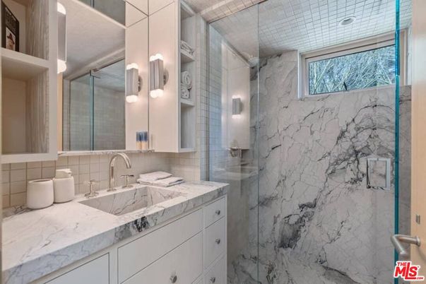 Bathroom, Glass Shower, Interior, Marble Walls