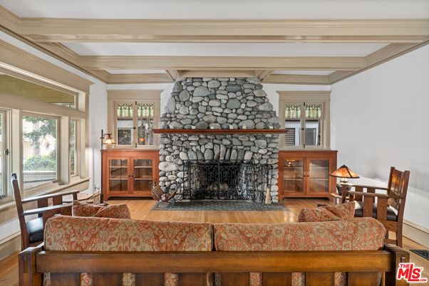 Fireplace, Interior, Living room, Stone Walls, Wood Texture Flooring
