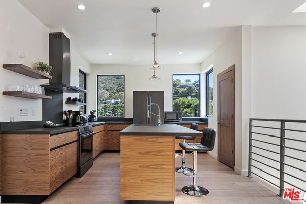 Interior, Kitchen, Pendant Lights, Recessed Lighting, Wood Texture Flooring
