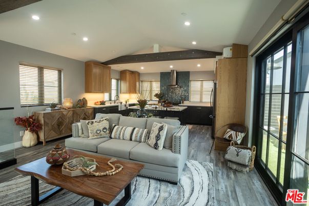 Interior, Kitchen, Living room, Recessed Lighting, Wood Texture Flooring