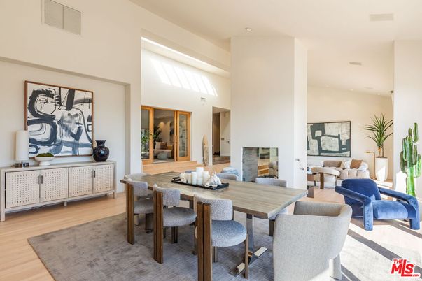 Dining room, Interior, Living room, Recessed Lighting, Wood Texture Flooring