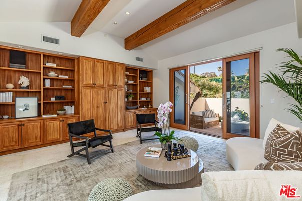 Interior, Living room, Recessed Lighting, Wooden Beams