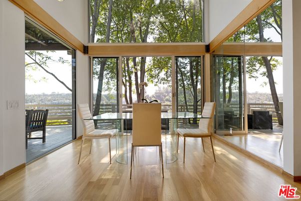 Dining room, Interior, Recessed Lighting, Sun Room, Water, Wood Texture Flooring