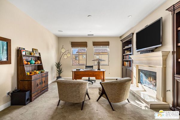 Fireplace, Home Office, Interior, Recessed Lighting