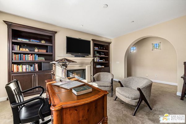 Fireplace, Home Office, Interior, Recessed Lighting