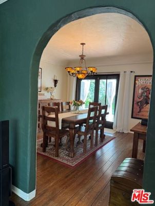 Chandelier, Dining room, Interior, Wood Texture Flooring