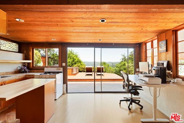 Home Office, Interior, Recessed Lighting, Wooden Ceilings, Wood Texture Flooring, Wooden Walls