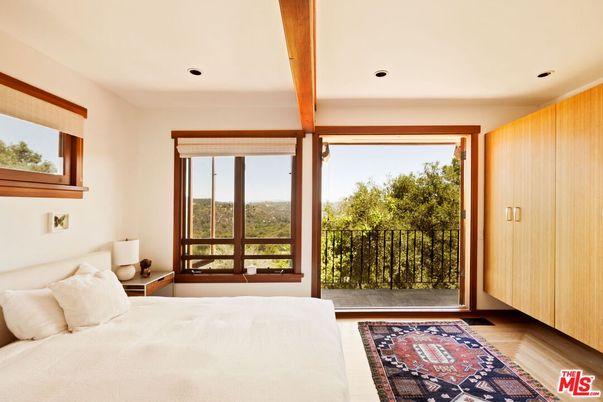 Bedroom, Interior, Recessed Lighting, Wooden Beams, Wood Texture Flooring