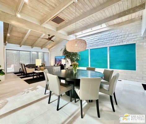 Dining room, Interior, Pendant Lights, Stone Walls, Wooden Beams, Wooden Ceilings