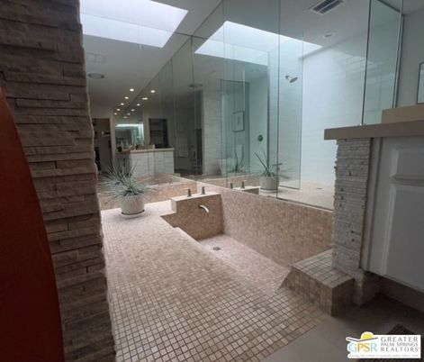 Bathroom, Glass Shower, Interior, Recessed Lighting, Wooden Walls
