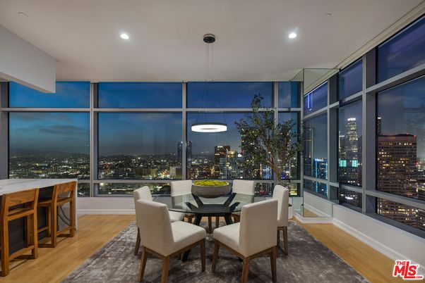 Dining room, Interior, Pendant Lights, Recessed Lighting, Wood Texture Flooring