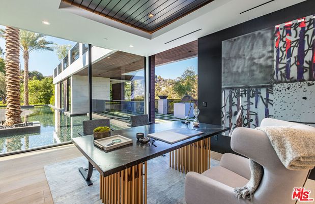 Home Office, Interior, Recessed Lighting, Wooden Ceilings, Wood Texture Flooring