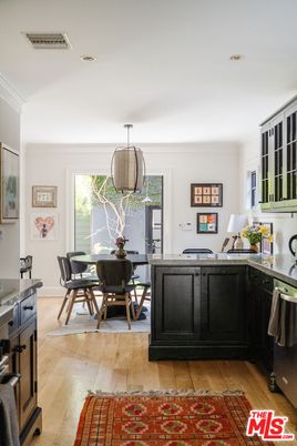 Dining room, Interior, Kitchen, Recessed Lighting, Wood Texture Flooring