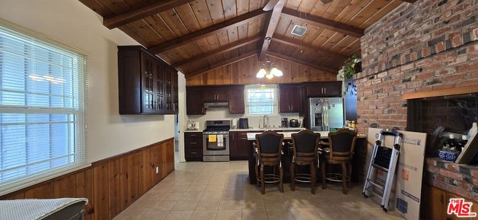 Interior, Kitchen, Pendant Lights, Stone Walls, Wooden Beams, Wooden Ceilings