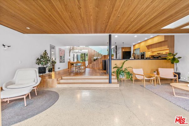 Dining room, Interior, Kitchen, Recessed Lighting, Wooden Ceilings, Wood Texture Flooring