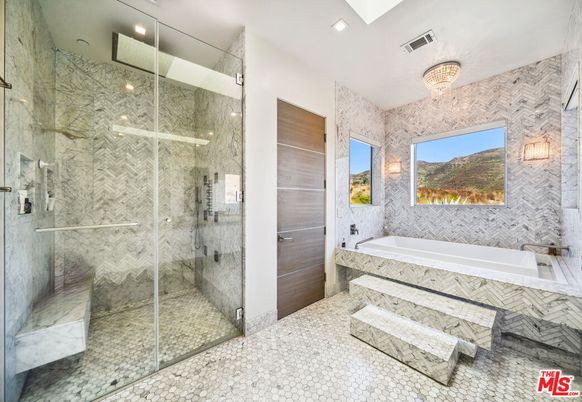 Bathroom, Glass Shower, Interior, Recessed Lighting