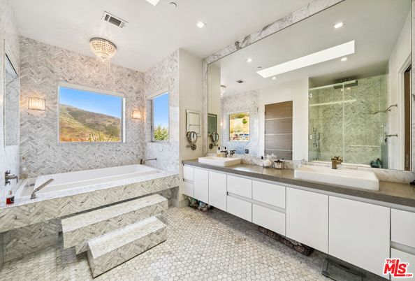 Bathroom, Dual Sink Vanities, Glass Shower, Interior, Recessed Lighting