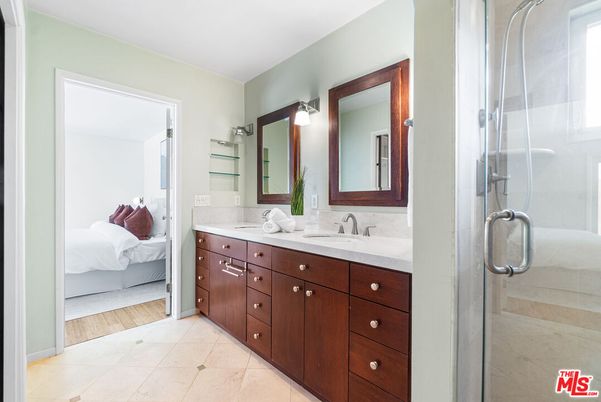 Bathroom, Bedroom, Dual Sink Vanities, Glass Shower, Interior, Wood Texture Flooring