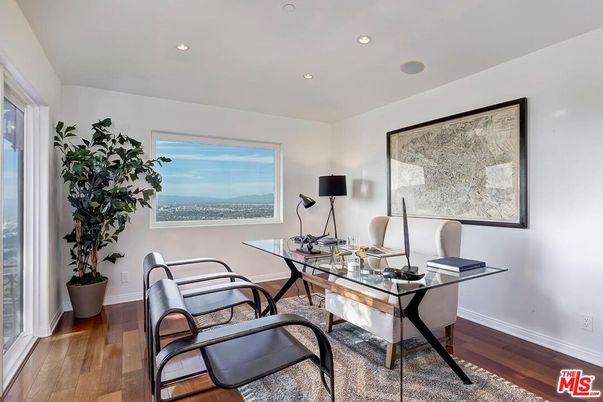 Home Office, Interior, Recessed Lighting, Wood Texture Flooring
