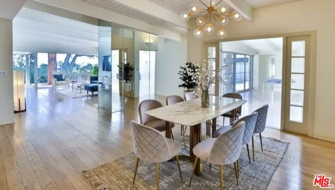 Dining room, Interior, Living room, Pendant Lights, Wood Texture Flooring