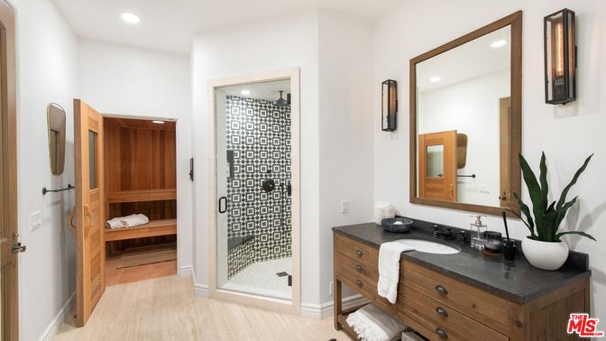 Bathroom, Glass Shower, Interior, Recessed Lighting, Sauna Room