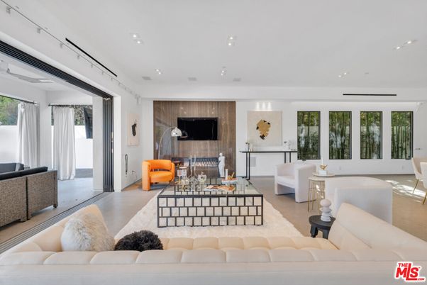 Fireplace, Interior, Living room, Recessed Lighting, Wood Texture Flooring, Wooden Walls