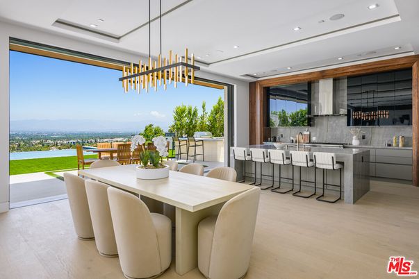 Dining room, Interior, Kitchen, Pendant Lights, Recessed Lighting, Water, Wood Texture Flooring