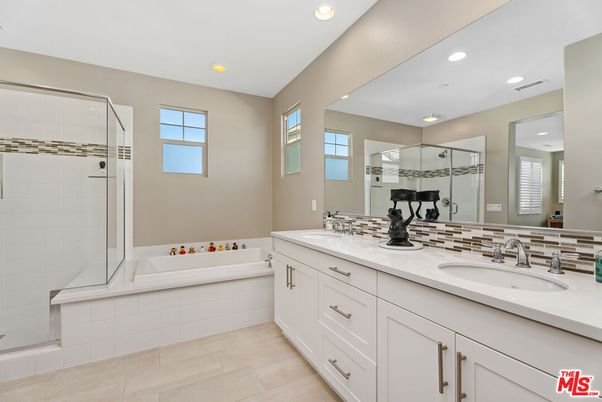Bathroom, Dual Sink Vanities, Glass Shower, Interior, Recessed Lighting