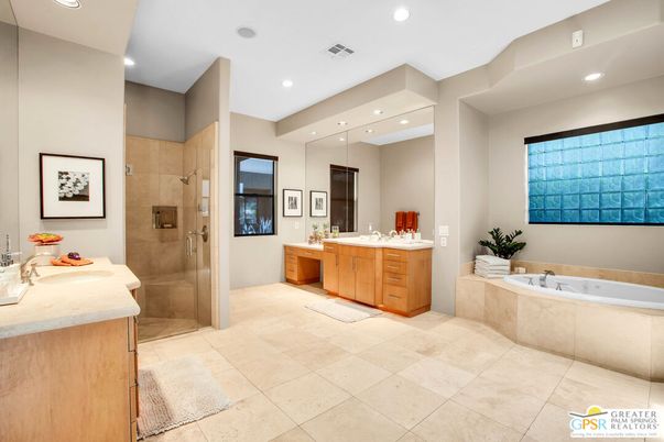 Bathroom, Dual Sink Vanities, Glass Shower, Interior, Recessed Lighting