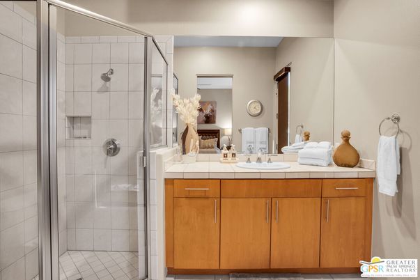 Bathroom, Glass Shower, Interior, Tile Countertops