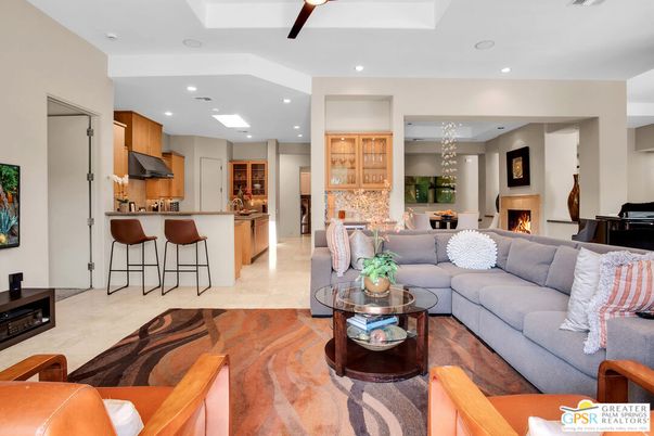 Chandelier, Fireplace, Interior, Kitchen, Living room, Piano, Recessed Lighting