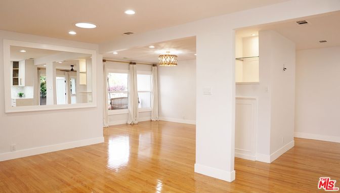Chandelier, Empty room, Interior, Recessed Lighting, Wood Texture Flooring