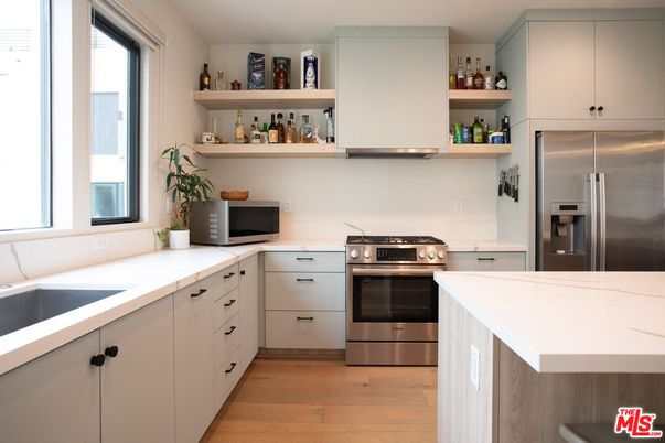 Interior, Kitchen, Stainless Steel Appliances, Wood Texture Flooring