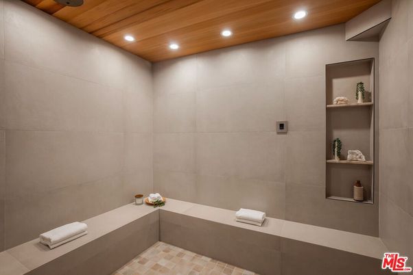 Bathroom, Interior, Recessed Lighting, Wooden Ceilings