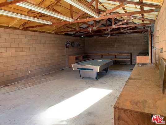 Game Room, Garage, Interior, Stone Walls, Wooden Beams