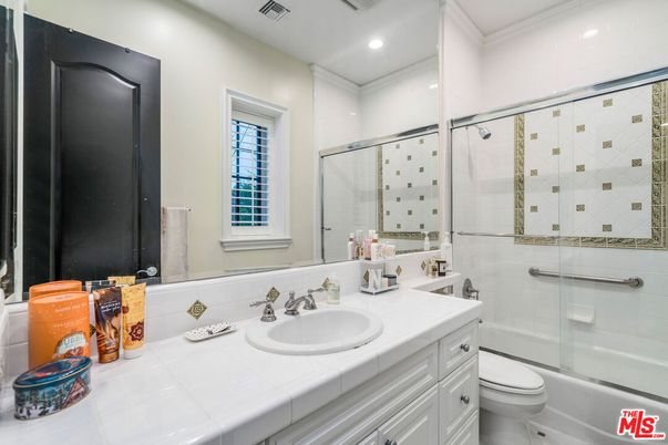 Bathroom, Glass Shower, Interior, Recessed Lighting, Tile Countertops