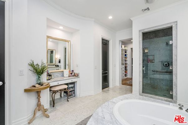 Bathroom, Glass Shower, Interior, Marble, Recessed Lighting