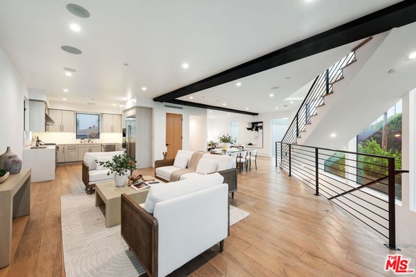 Dining room, Interior, Kitchen, Living room, Recessed Lighting, Wood Texture Flooring