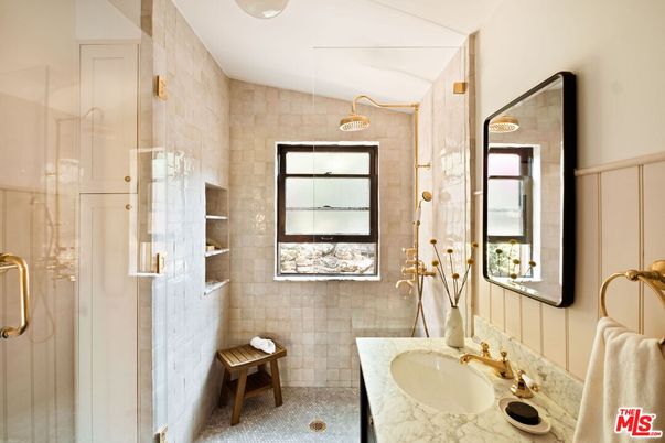 Bathroom, Glass Shower, Interior, Pendant Lights