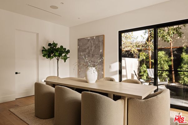 Dining room, Interior, Recessed Lighting, Wood Texture Flooring