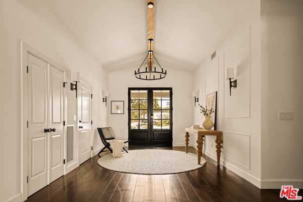 Chandelier, Interior, Pendant Lights, Wooden Beams, Wood Texture Flooring
