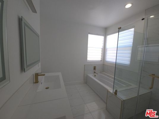 Bathroom, Glass Shower, Interior, Marble, Marble Walls, Recessed Lighting