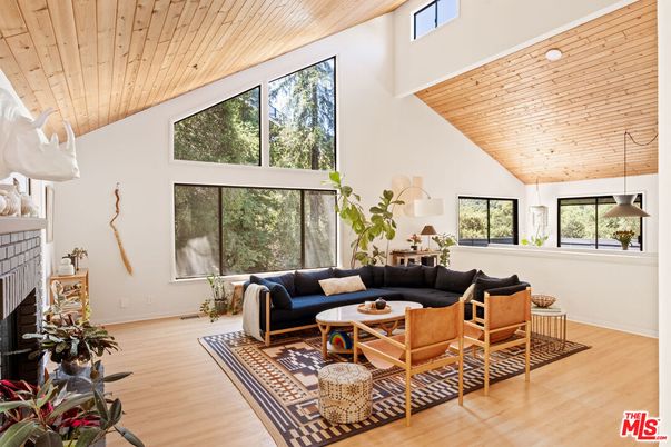 Fireplace, Interior, Living room, Pendant Lights, Wooden Ceilings, Wood Texture Flooring
