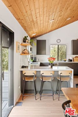 Interior, Kitchen, Recessed Lighting, Wooden Ceilings, Wood Texture Flooring