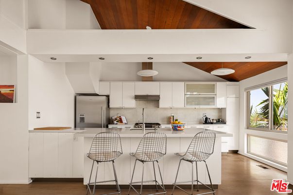 Interior, Kitchen, Recessed Lighting, Stainless Steel Appliances, Wooden Ceilings, Wood Texture Flooring