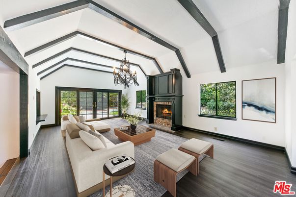 Chandelier, Fireplace, Interior, Living room, Wood Texture Flooring